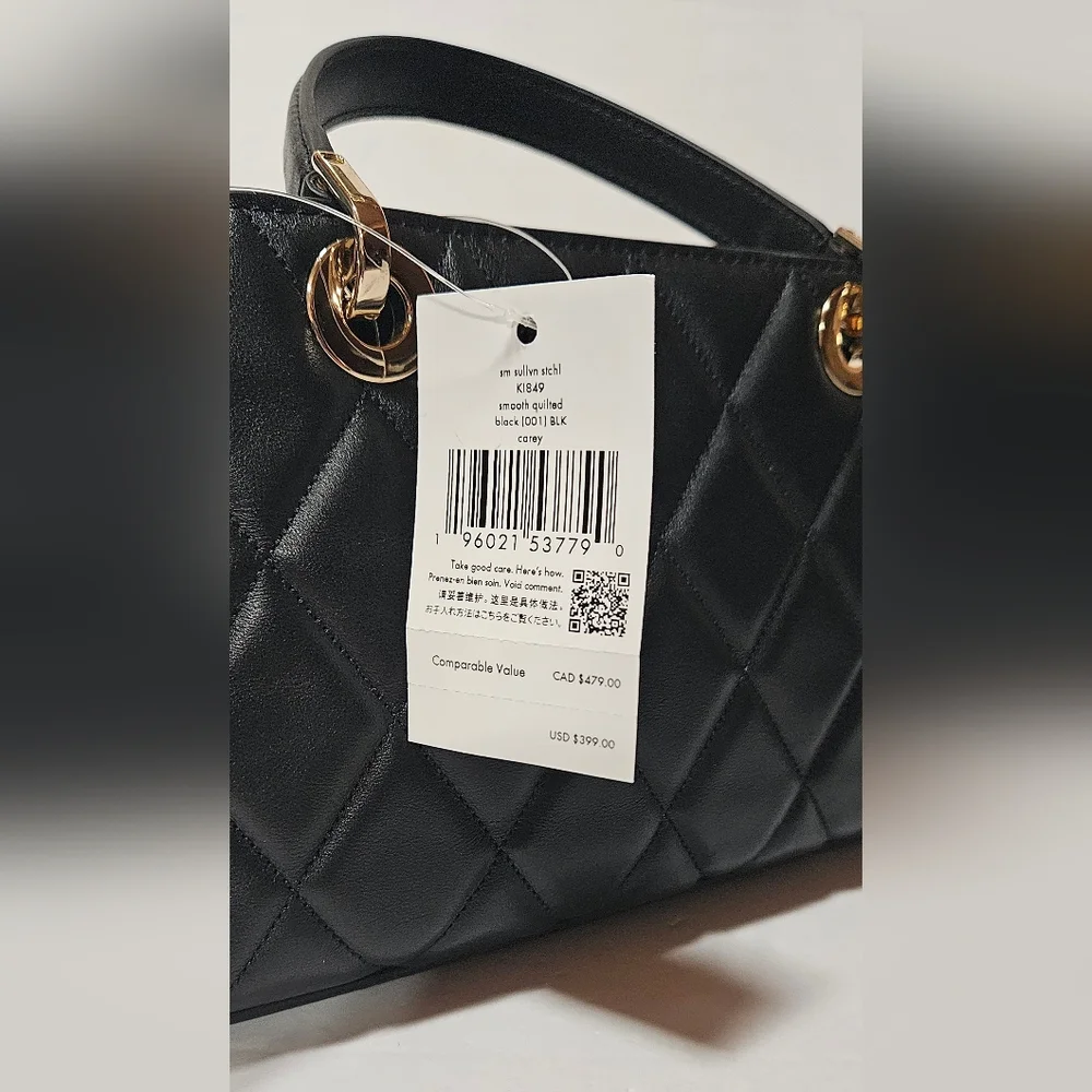 NWT Kate Spade Carey Small Quilted Sullivan Satchel Black - Picture 5 of 7